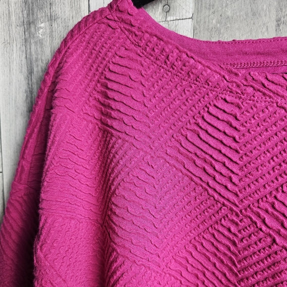 Anthropologie Maeve Hot Pink Mikayla Textured Peplum Long Sleeve Blouse M - Picture 3 of 9